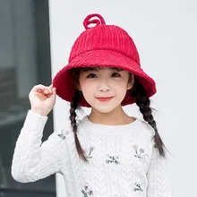 Новые милые детские вельветовые Панама осень-зима теплые Удобные однотонные Цвет дети Кепки Повседневное рыбаки шляпа для мальчиков и девочек