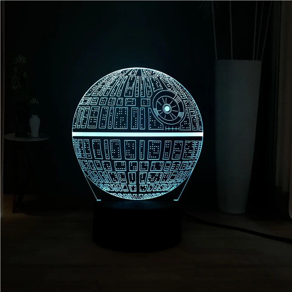 Новая иллюзия 3D Звездные войны Новая Звезда смерти 7 цветов Dec освещение по настроению USB акриловая прикроватная настольная лампа детский подарок на день рождения Прямая