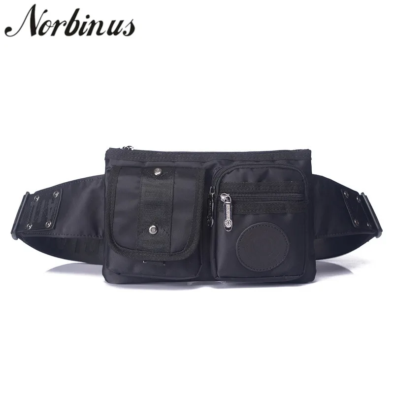 

Norbinus Men's Waist Bag Black Nylon Fanny Packs Male Sling Chest Bags Casual Small Hip Belt Pouch Travel Crossbody Bag for Men