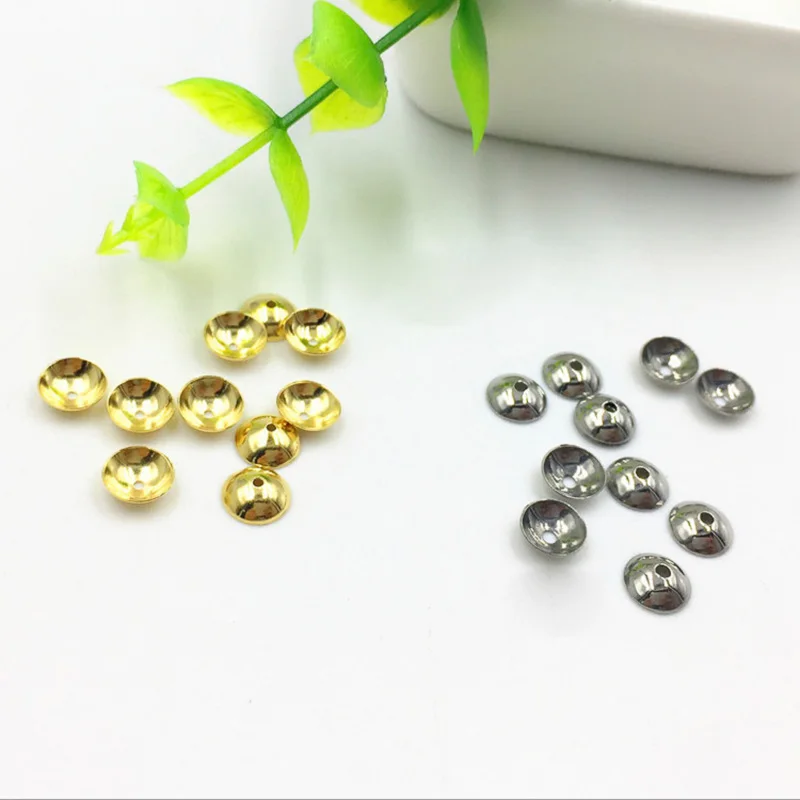 100pcs 3/4/5/6/8/10mm Stainless Steel Connector Bail Cap Blank Tray Fit Half Hole Round Beads DIY Making Findings Accessories