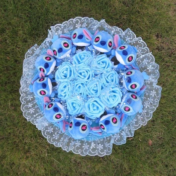 

Cute Soft stitch cartoon bouquets Stuff Animal Plush Toys wedding gifts creative Valentine Gift