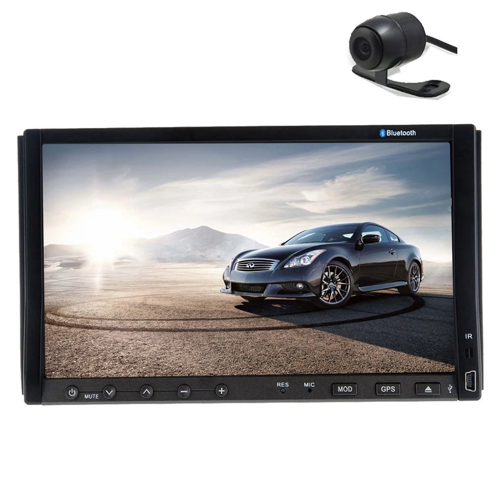 Monitor Car DVD Player Bluetooth Double Din Car Stereo USB SD Autoradio Headunit FM AM Video Radio Receiver Audio Touch Screen 7Inch Built in RDS iPod Camera