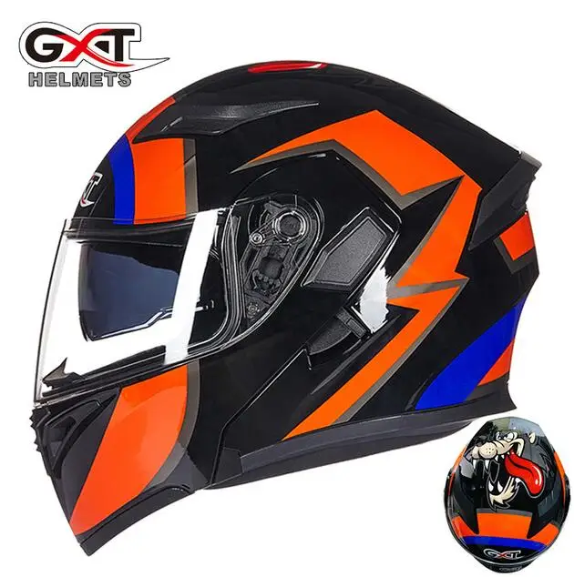 GXT модульный мотоциклетный шлем с откидной крышкой Capacete da Motocicleta мотошлем Casque Kask Helm Dual Visors мужские гоночные шлемы - Цвет: 1