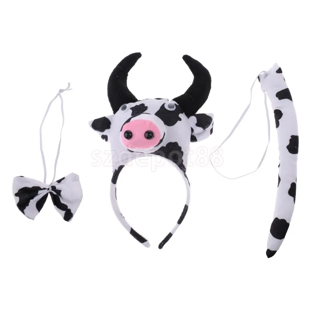 Set of 3pcs Birthday Girls Boys Kids Cartoon Bear Bee Monkey Costume Set Headband Bowtie Tail Fancy Dress Party Accessories