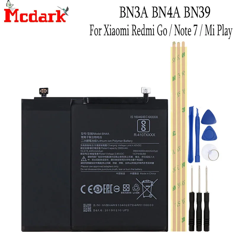 

BN3A BN4A BN39 For Xiaomi Redmi Go Note 7 Mi Play Battery Replacement High Quality Large Capacity Back Up Bateria + Free Tools