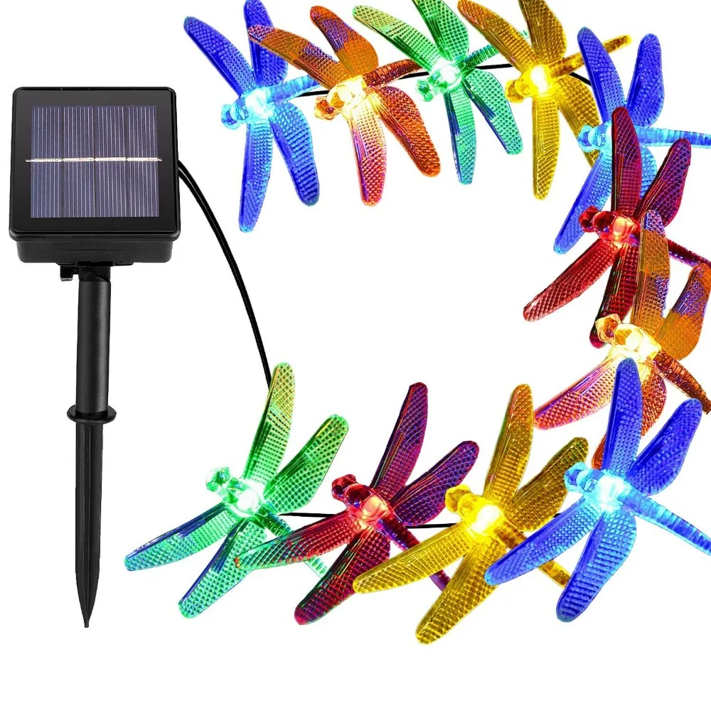 Multi Color Solar String Lighting Outdoor Dragonfly Lights Outside