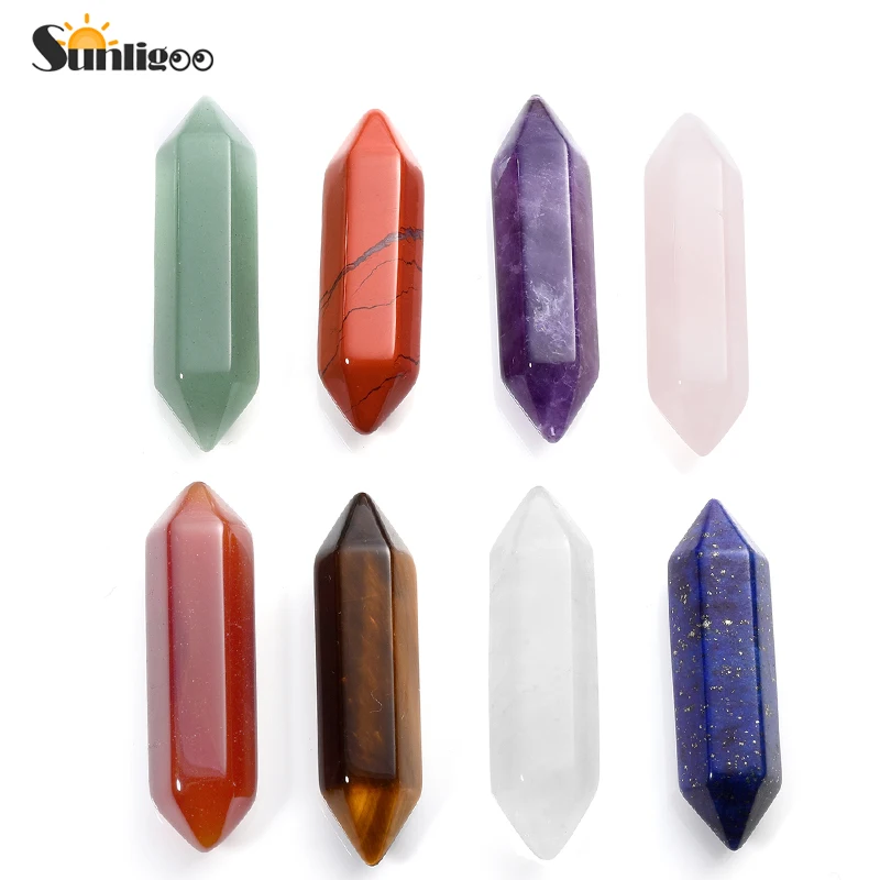 Sunligoo 3x Hot Double Terminated Natural Tumbled Hexagonal Column