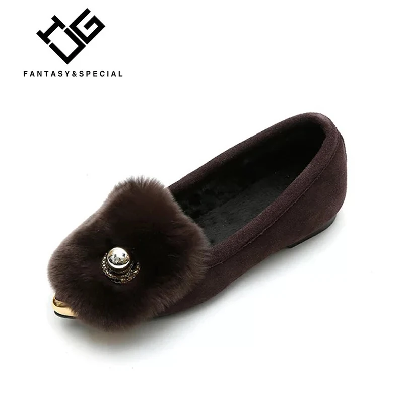 

IGU Fur Shoes Female Genuine Leather Flat Lamb Furry Slippers Warm Shoes Woman Flats Botas Mujer Zapatos Warm Flat Shoes Women