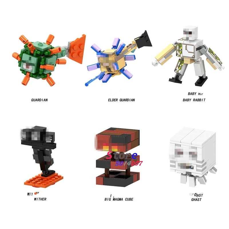 

Single Building Blocks Cartoon Movie Figure Cartoon Figure Ghast Guardian Elder Guardian Wither Big Magma toys for children