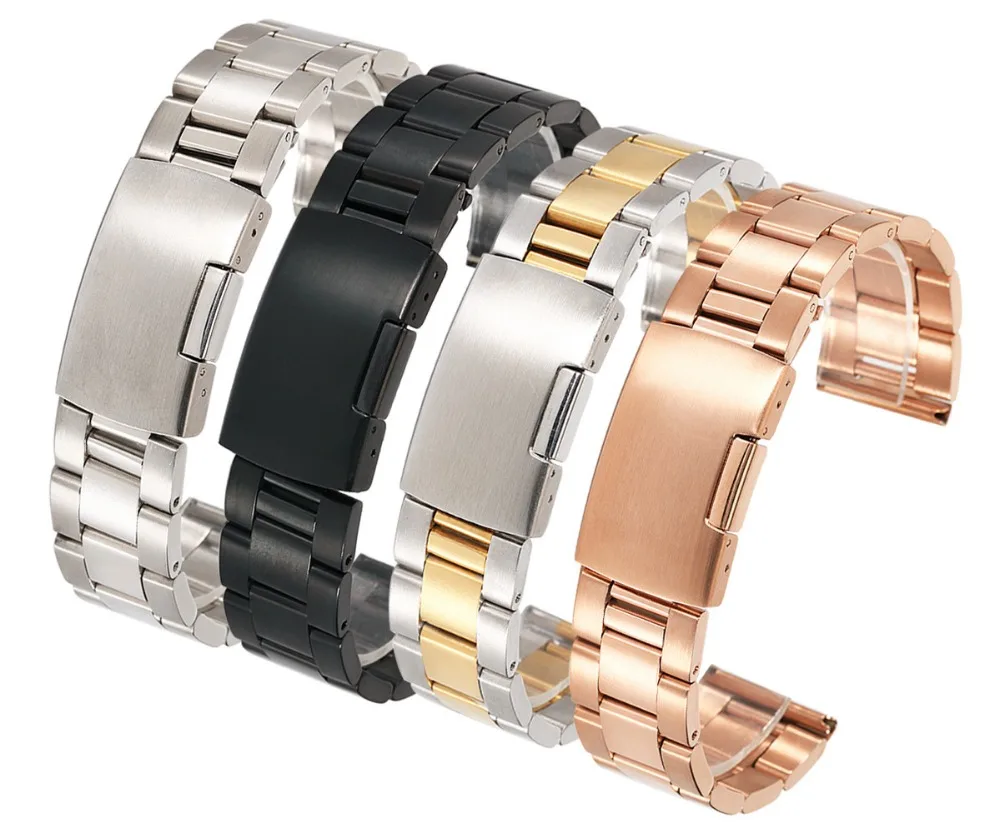 

Genuine all-steel solid strap Diving three beads men's watch strap Watch accessories 18mm/20mm/22mm/24mm/26/28/30mm strap