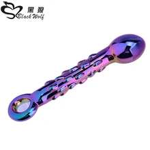 Black wolf 18×4,3 cm Female masturbator new Realistic glass dildo glass penis huge g-spot crystal dildos Anal toys
