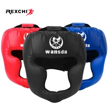 REXCHI Kick casco De Boxeo para hombres y mujeres PU Karate guantes De Muay Thai De Boxeo Lucha Libre MMA Sanda entrenamiento adultos niños equipo