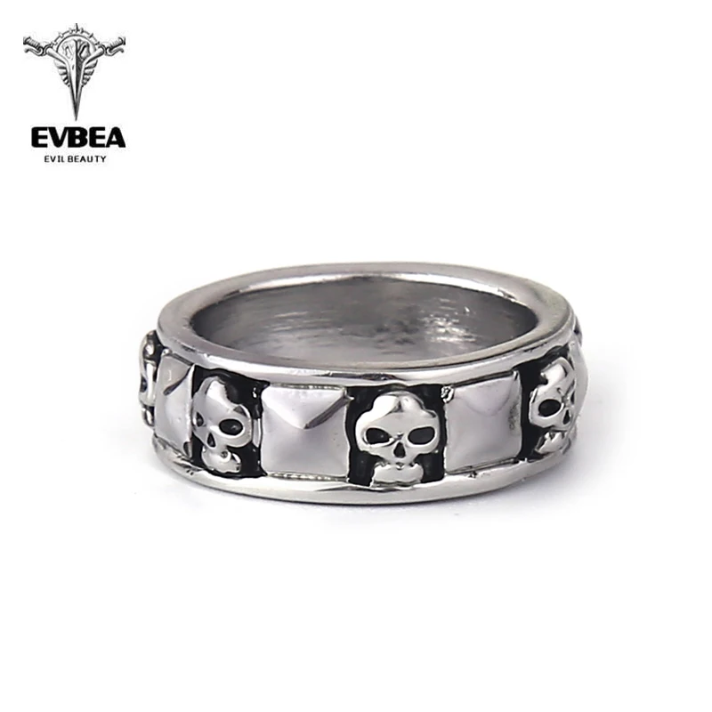 

EVBEA Unisex Women's Men's Punk Gothic Titanium Stainless Steel Gothic Punk Biker Ring R235 Size 8-11