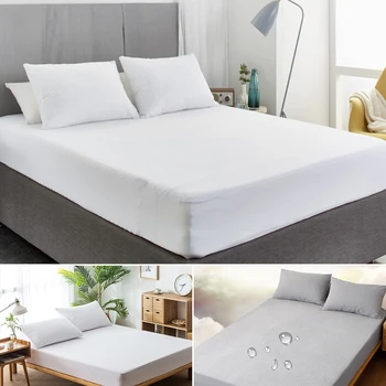 

Solid Fitted Sheet Mattress Cover Four Corners With Elastic Band Bed Sheet