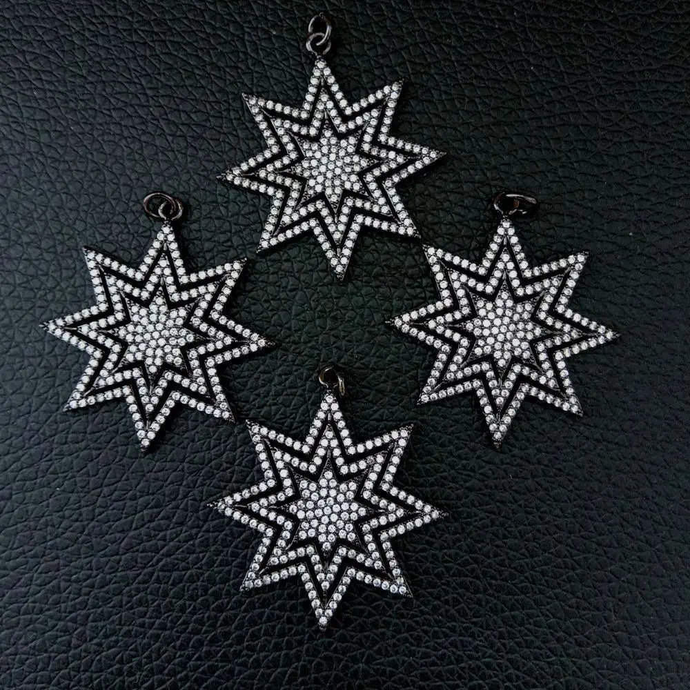 CP096 1 шт. CZ Micro Pave Star подвеска для изготовления ювелирных изделий 35*34 мм