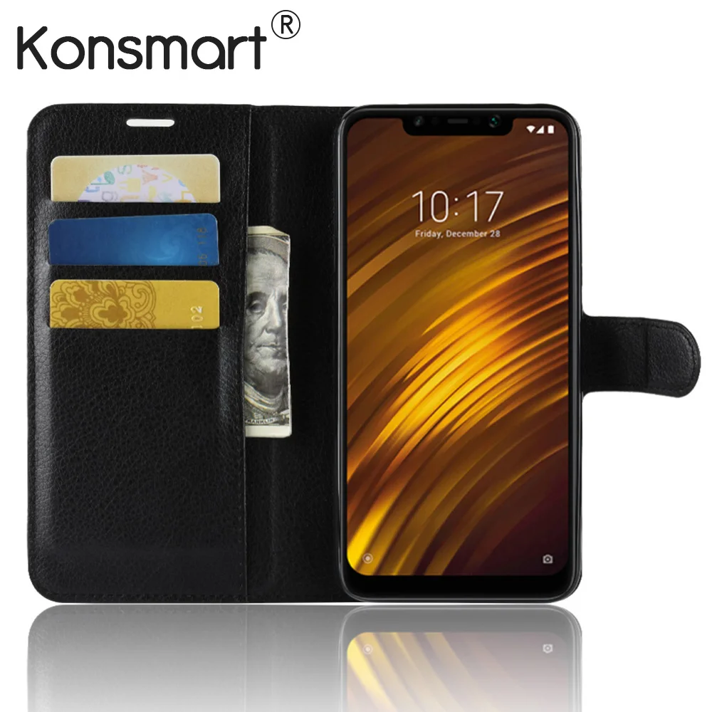 

KONSMART Case For Xiaomi POCOPHONE F1 Wallet Book Back Cover Global Version Pocophone F1 6GB 64GB Flip PU Leather Phone Cases