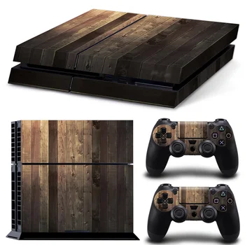 

Free drop shipping wooden custom design front and back skin sticker for PS4 console and two controllers skin #TN-P4-1107
