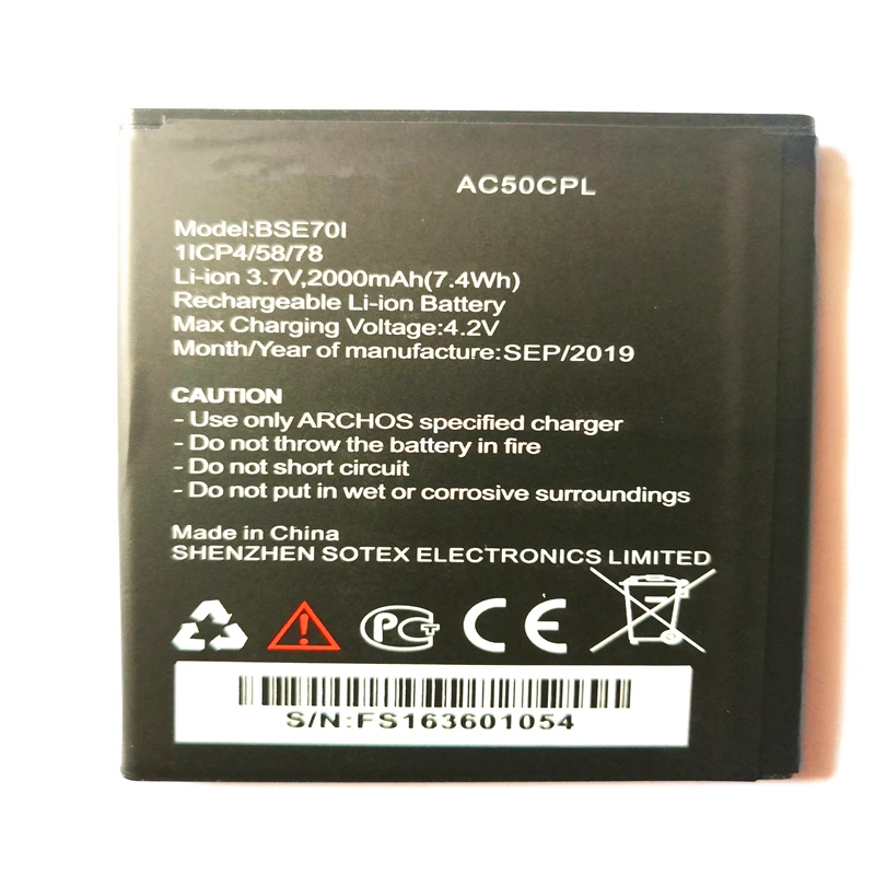 

2300mah AC50CPL cell phone Battery For Archos 50c Platinum batteries with phone stander for gift