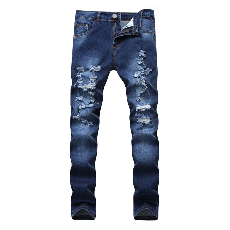 2019 New Fashion Ripped Jeans Men Patchwork Hollow Out Printed Beggar Cropped Pants Man Cowboys Demin Pants Male