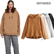 Увядшие BTS Большие размеры толстовки с капюшоном кашемировые Свободные кенгуру Твердые с капюшоном модные женские толстовки Топы Плюс Размер