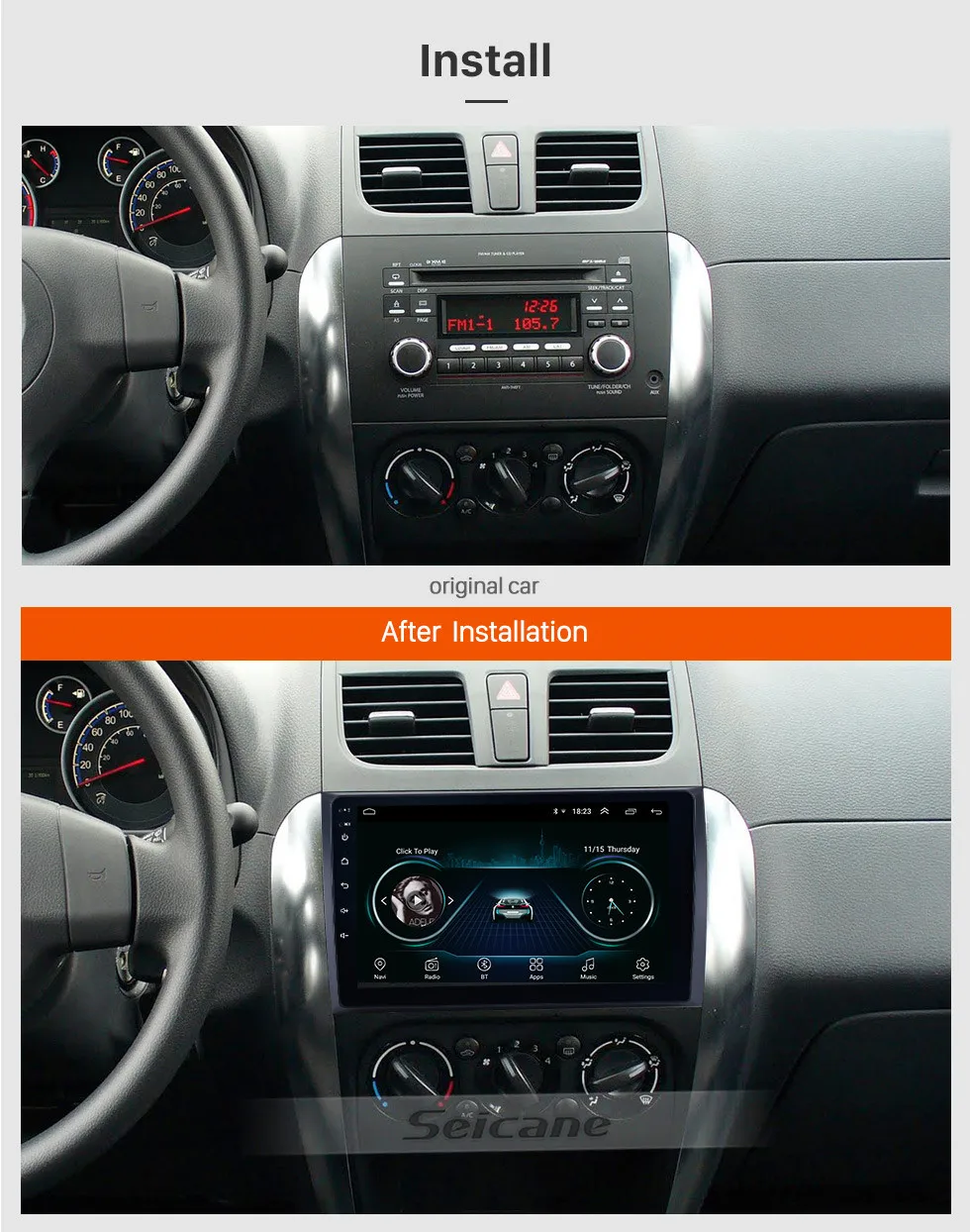 Seicane Автомагнитола для 2006-2012 Suzuki SX4 Android 8,1 9 дюймов 2Din HD сенсорный gps мультимедийный плеер Поддержка Bluetooth wifi