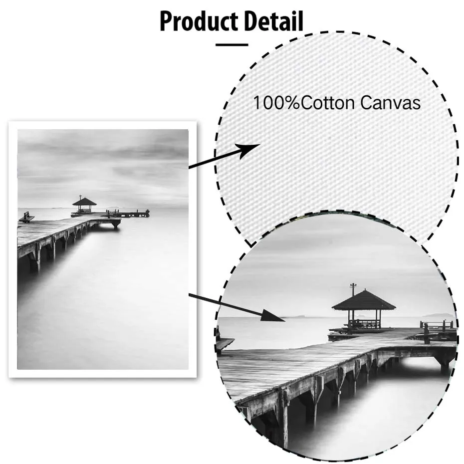 Seascape Landscape Bridge Canvas Paintings For Living Room Black And White Poster&Prints Modern Wall Art Picture For Home Decor (5)