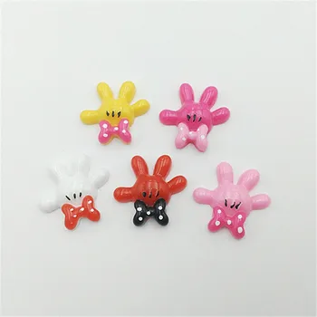 

10Pcs Kawaii Cartoon Mouse Hand Flat Back Resin Cabochon DIY Craft Flatback Decorative Scrapbooking For Phone Hair Bow:24*25mm