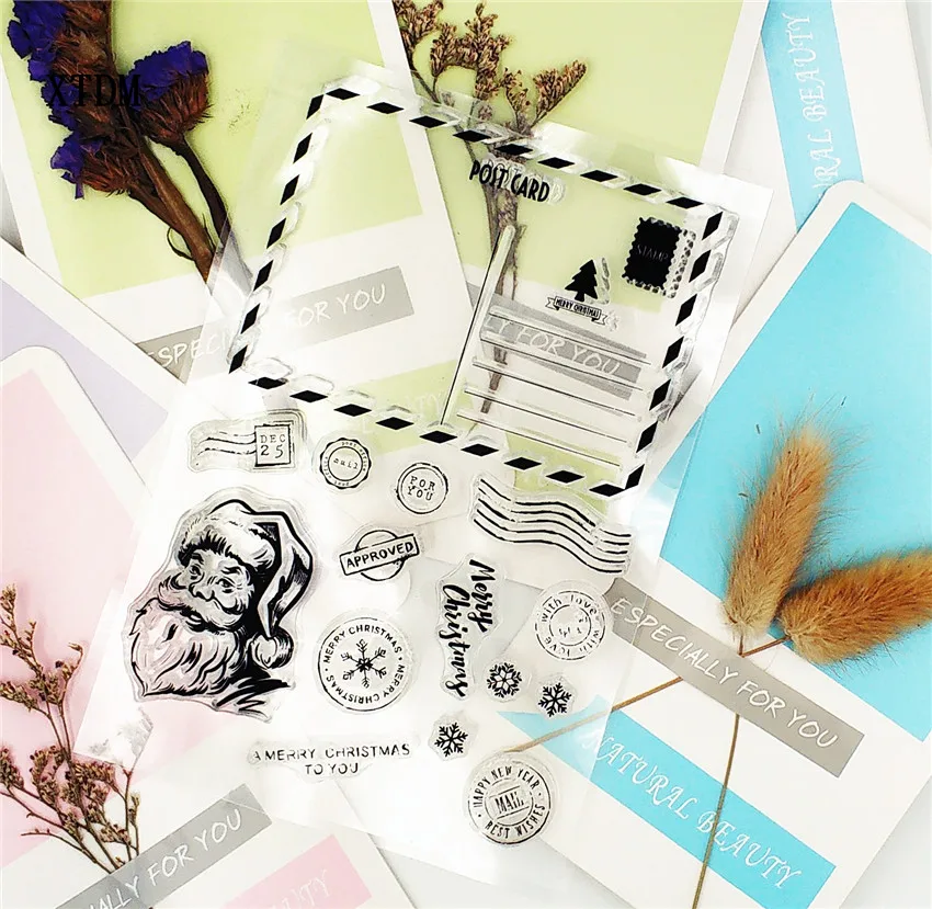 

Hot selling Christmas postcard transparent clear stamp / silicone seal roller stamp DIY scrapbook album / card production