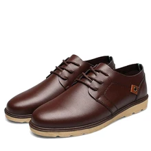 Men’s Fashion Oxfords Flats Synthetic Leather Leisure Lace Up Casual Shoes Comfortable Party Office Dress Shoes for Businessman