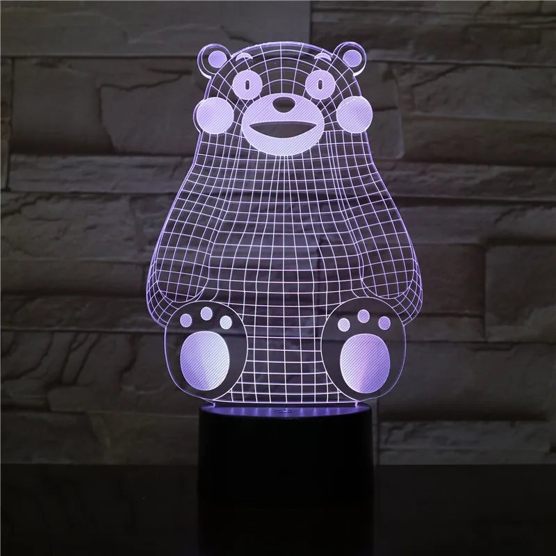 

Japan Kumamon Figure USB 3D LED Night Light Multicolor RGB Boys Child Kids Baby Gifts Japanese anime Table Lamp Bedside neon