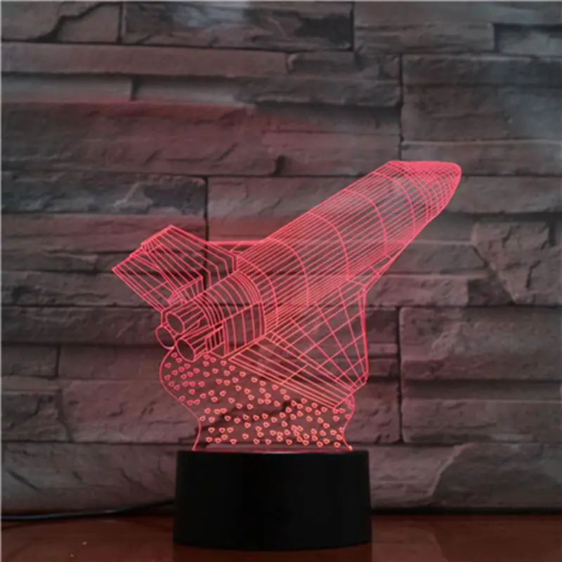 Космический корабль самолет 3D лампа Ночной светильник LED многоцветные вспышкой