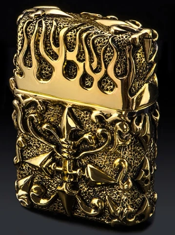 

FOR genuine Heavy handmade skull Hand-carved Tibetan gold crazy pig perfect version with tin box Waist Chain ligter lighter