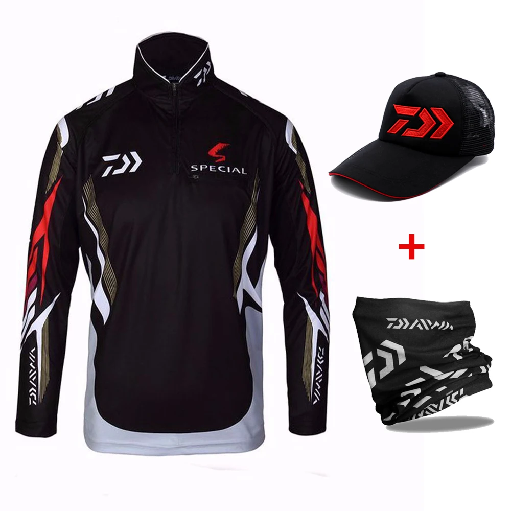 

3pcs/set Men Outdoor Long sleeve Fishing Clothing Fishing Jacket Coat Summer Fishing Clothes With Cap& Fishing Scarf
