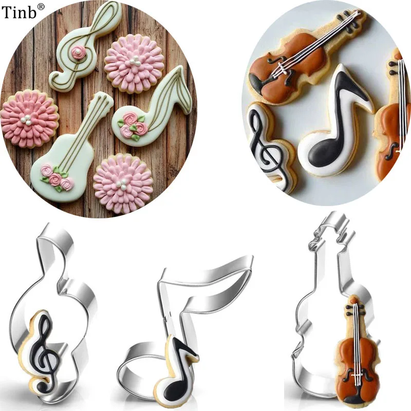 

3pcs Patisserie Reposteria Music Guitar Fondant Cake Decor DIY Cookie Cutter Sugarcraft Biscuit Mold Pastry Shop Chocolate Mould