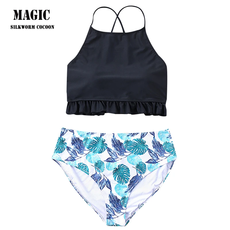 

Women's New Bikini Swimwear Plus Size Swimsuit Set print Beach Sets High Waist Swimsuit Patchwork Large For Ladies XL-5XL
