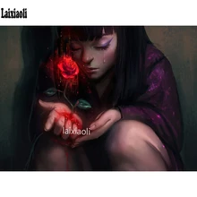 Фото на заказ Алмазная картина мультфильм девушка мозаика полный квадратный круглый сверло колючая Роза 5d Вышивка крестиком, алмазная вышивка распродажа