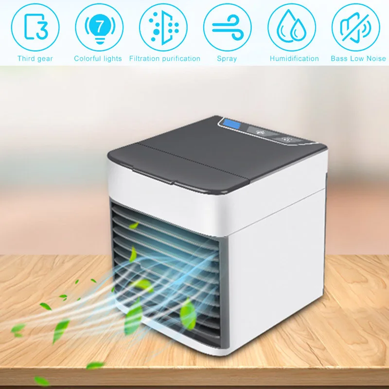 

Mini USB Portable Air Conditioner Humidifier Purifier 7 Colors Light Desktop Air Cooling Fan Air Cooler Fan For Office Room