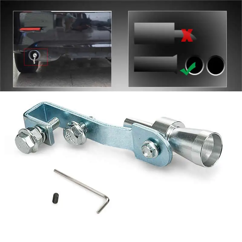 RASTP-Universal Car Turbo Sound Simulator Muffler Silver S/M/L/XL Fit for Motorcycle/Car Straight Muffler RS-TUR006