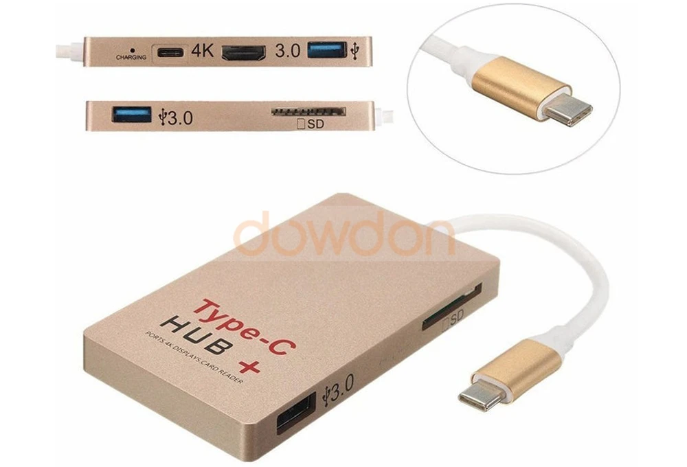 Discount 10pcs/lot 6 Ports USB 3.1 Type c HUB SD Card Reader U-Disk SD Card Reader 4K HDMI Type C Charger for Macbook Pro 4