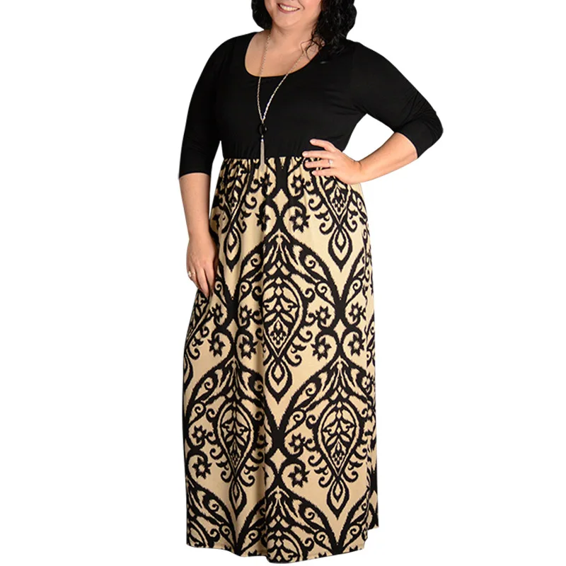 

Big size 9XL 2019 Fat MM Woman print dress Elegant fashion long dresses plus size women clothing 9xl party dress vestidos