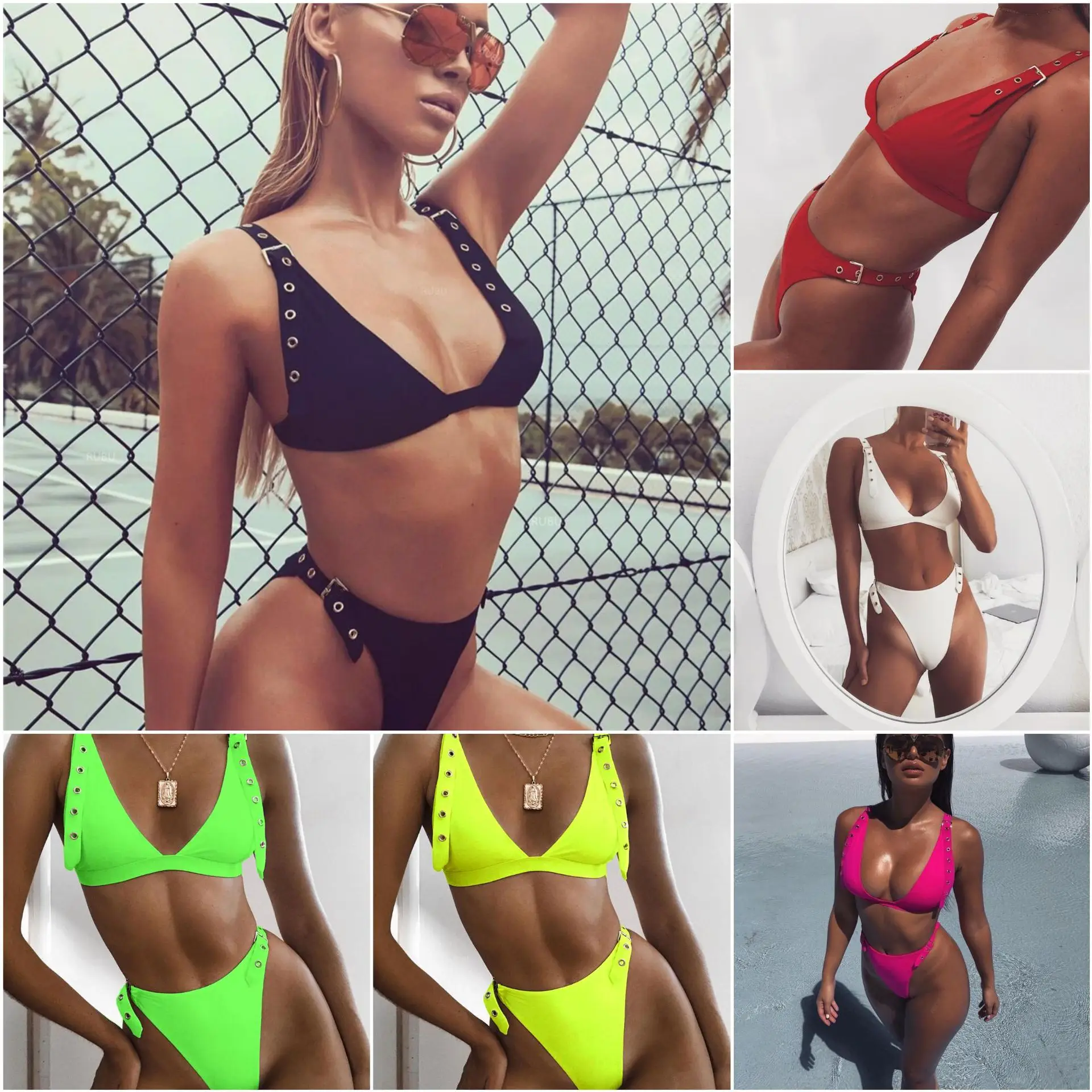 

Bikini Set High Waist 2019 Adjust Strap Swimsuit Women Thong Swimwear Push Up Female Two Pieces Brazilian Bathing Suit Beachwear