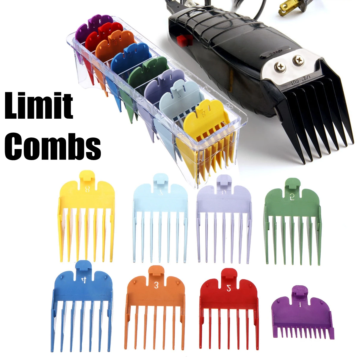 

8pcs 8 Sizes Limit Comb Hair Clipper Guide Guard Attachment Haircutting Replacement