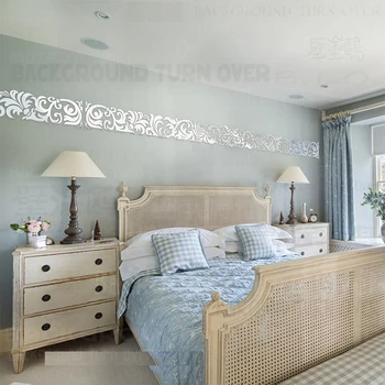 

Fashion creative European luxury backdrop waist line mirror wall stickers stores sofa lounge home decor sticker on the wall R241