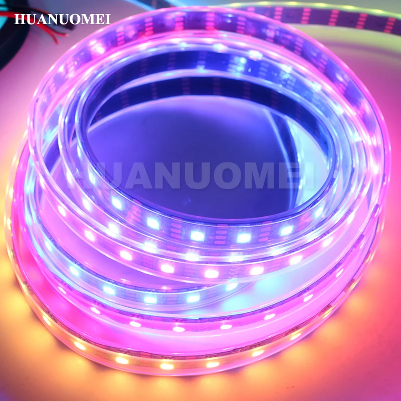 4M 60 Светодиодный s/m HD107S(аналогичный APA102C) 5050 SMD RGB пиксельный цифровой светодиодный светильник DC5V Ambi светильник tv-лента, черная печатная плата, водонепроницаемый IP67