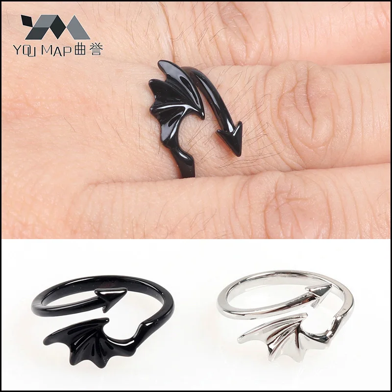 

New Arrived Punk Titanium Brass Koakuma Little Devil Dragon Gothic Evil Vampire Rings Open Size Charm Halloween Party Jewelry