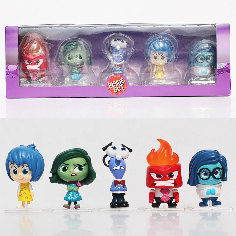 

5PCS/SET High Quality Genuine Movie Cute Doll Inside Out Joy Anger Disgust Sadness Fear PVC Action Figure Model Toy Collection