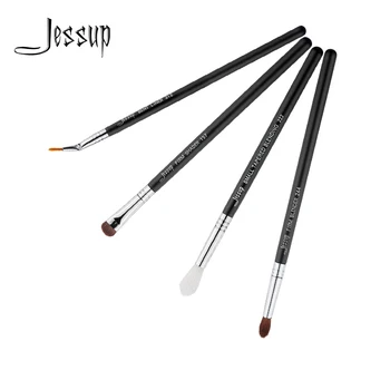 

Jessup Beauty 4pcs Makeup Brushes Kit Pearlescent Black Fiber Hair Bent Liner Tapered Blending Shader Cosmetic Set T308