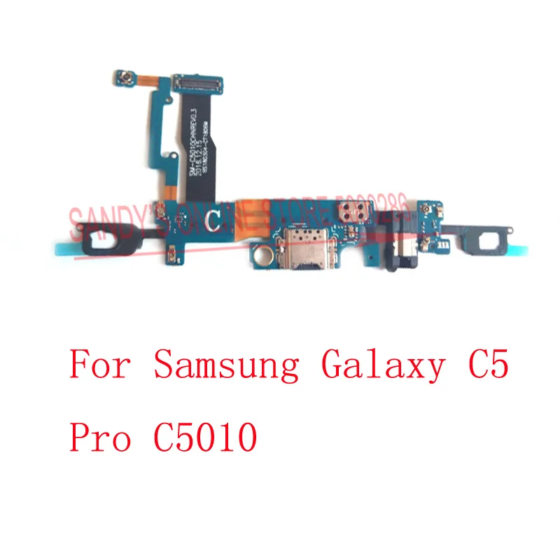 5 Pieces USB Charging Port Dock Connector Flex Cable With Headphone Audio Jack For Samsung Galaxy C5 Pro C5010 Repair Parts
