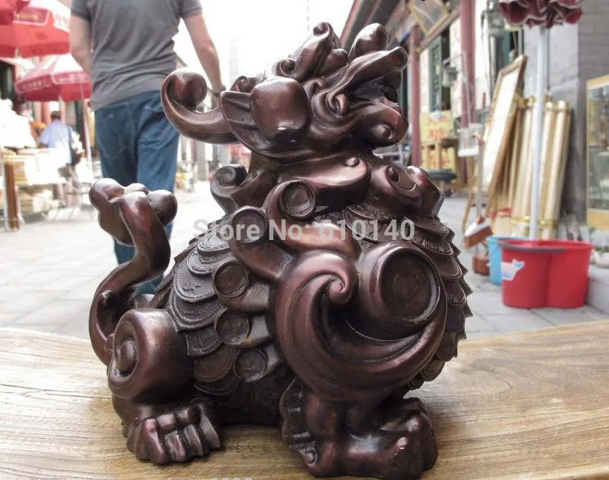 

8 Pure Red Copper Fengshui Evil Wealth Coin Fu Foo Dog Lion Kilin Brave troops