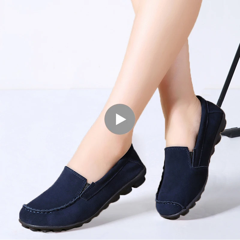 

2019 Spring Women Ballet Flats Shoes Leather Suede Slip on Casual Flats Shoes Laides Shoes for Female Moccasin Loafers Shoes 685